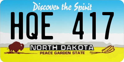 ND license plate HQE417