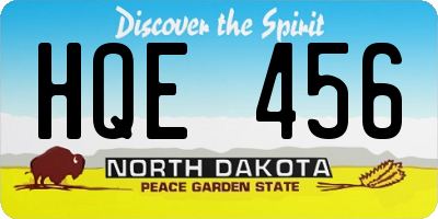 ND license plate HQE456