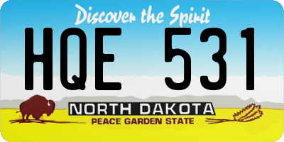 ND license plate HQE531