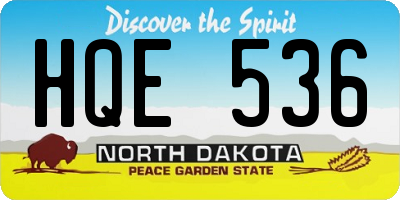 ND license plate HQE536