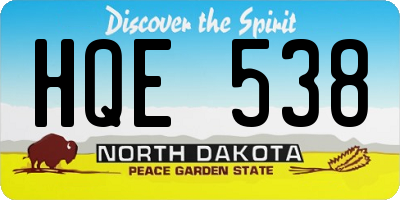 ND license plate HQE538