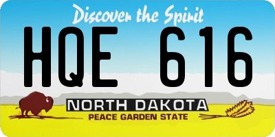 ND license plate HQE616