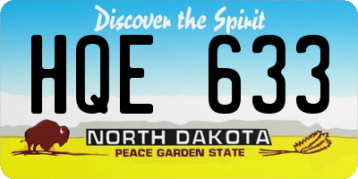 ND license plate HQE633