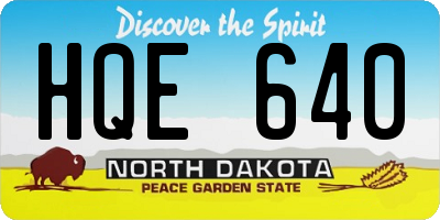 ND license plate HQE640