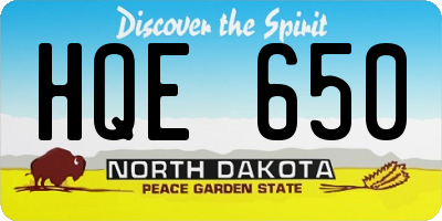 ND license plate HQE650