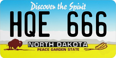 ND license plate HQE666