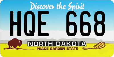 ND license plate HQE668