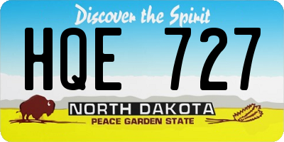 ND license plate HQE727