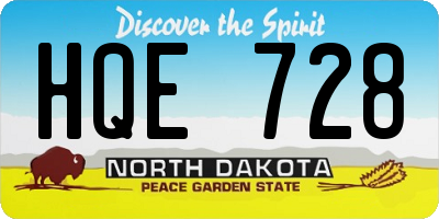 ND license plate HQE728