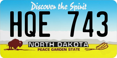 ND license plate HQE743