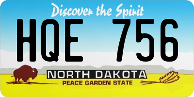 ND license plate HQE756