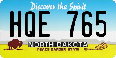 ND license plate HQE765
