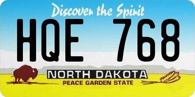 ND license plate HQE768