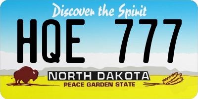 ND license plate HQE777