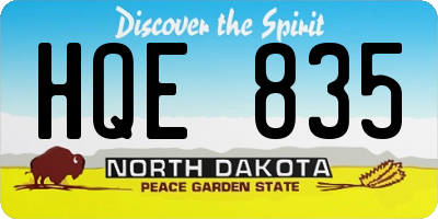 ND license plate HQE835