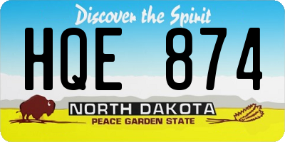 ND license plate HQE874