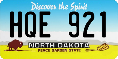 ND license plate HQE921