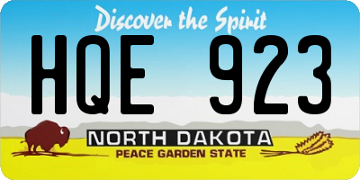 ND license plate HQE923