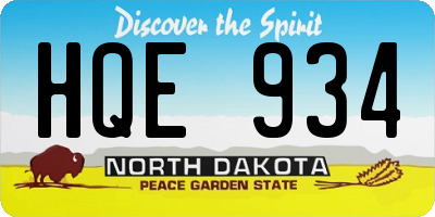 ND license plate HQE934