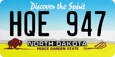ND license plate HQE947