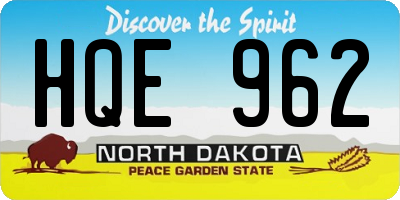 ND license plate HQE962
