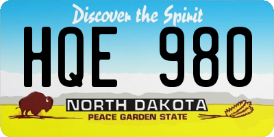 ND license plate HQE980