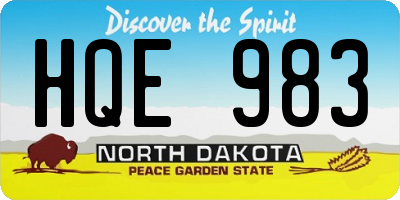 ND license plate HQE983