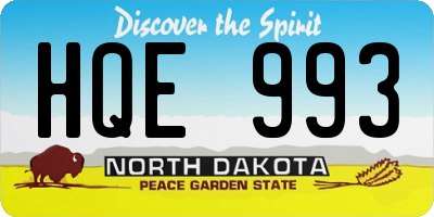 ND license plate HQE993