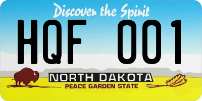 ND license plate HQF001