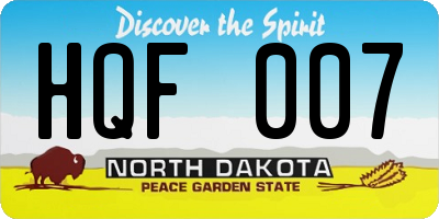 ND license plate HQF007