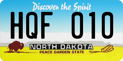 ND license plate HQF010