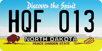 ND license plate HQF013