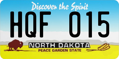 ND license plate HQF015