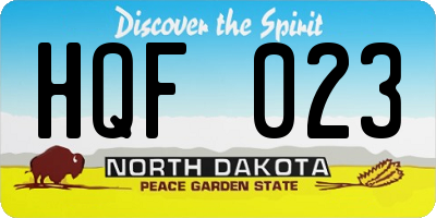 ND license plate HQF023