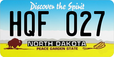 ND license plate HQF027