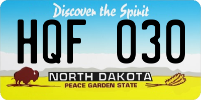 ND license plate HQF030