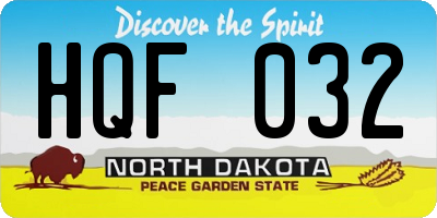 ND license plate HQF032
