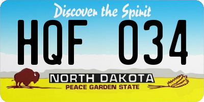 ND license plate HQF034