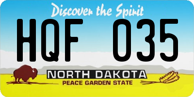 ND license plate HQF035