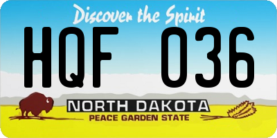ND license plate HQF036
