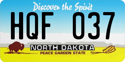 ND license plate HQF037