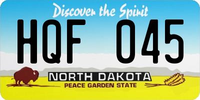 ND license plate HQF045