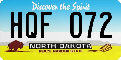ND license plate HQF072