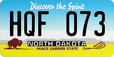 ND license plate HQF073
