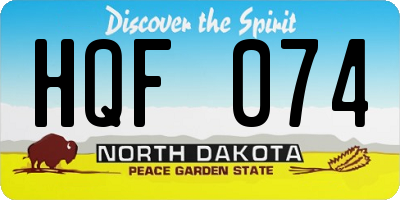 ND license plate HQF074