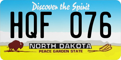 ND license plate HQF076