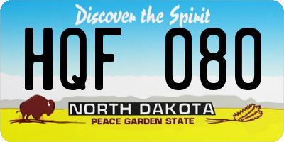 ND license plate HQF080