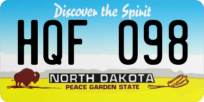 ND license plate HQF098