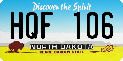 ND license plate HQF106