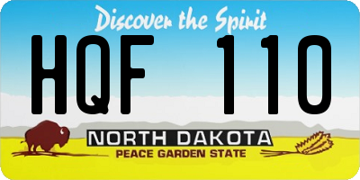 ND license plate HQF110